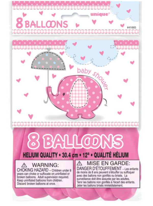 Umbrellaphants Pink 12" Latex Balloons (8 Pack)