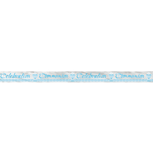 Foil Blue Radiant Cross "Communion" Banner -  Long Fold (12 ft)