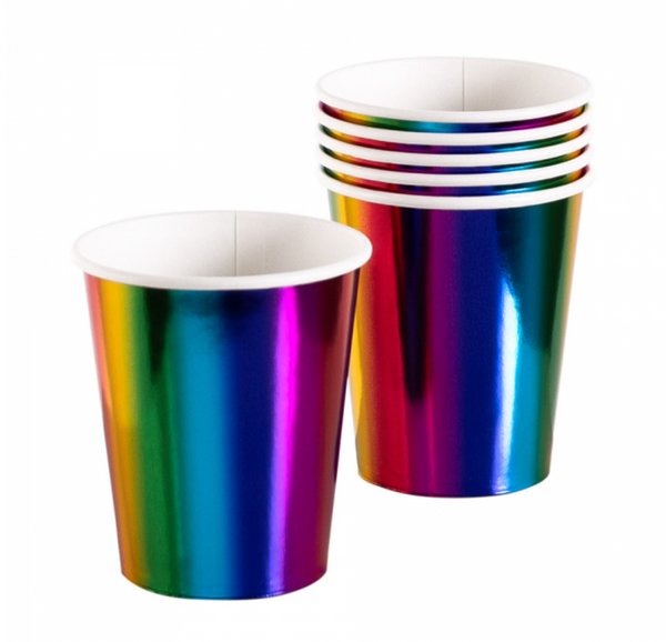 Paper cups rainbow 25 cl (6 pack)