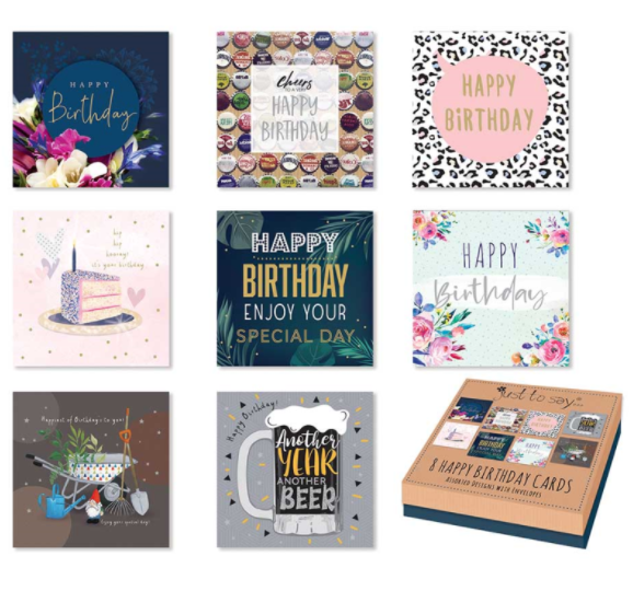 Adult Birthday Cards in Keepsake Box (8 Pack)