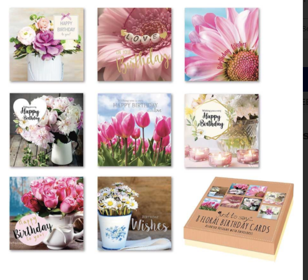 Mixed Floral Birthday Cards in Keepsake Box