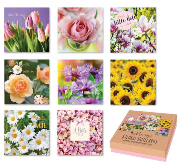 Floral Note Cards in Keepsake Box (8 Pack)