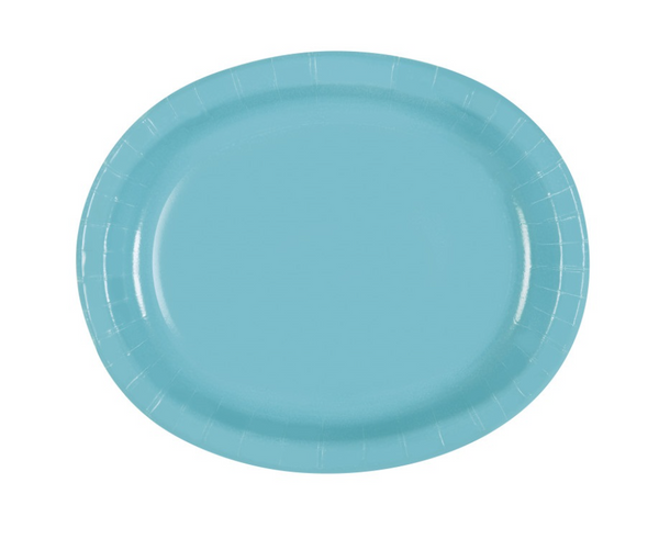 Terrific Teal Oval Plates (8 Pack)