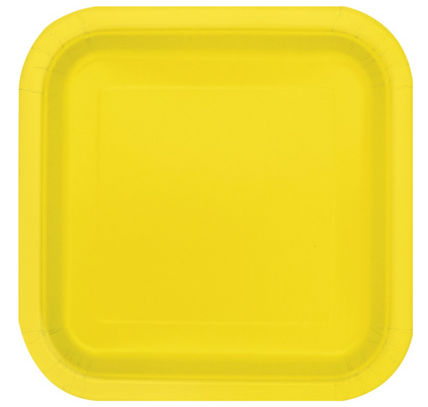 Neon Yellow Square 7" Dessert Plates (16 Pack)