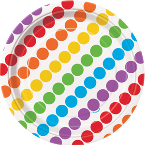 Rainbow Birthday Round 7" Dessert Plates (8 Pack)