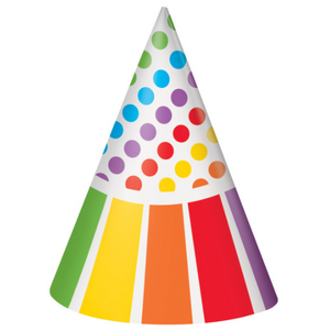 Rainbow Birthday Party Hats (8 Pack)