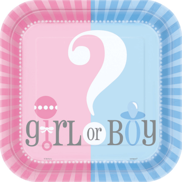 Gender Reveal Square 9" Dinner Plates (8 Pack)