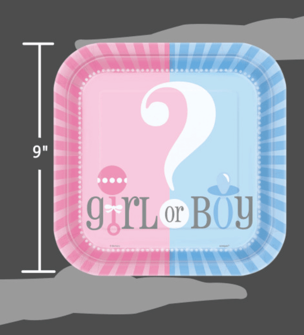 Gender Reveal Square 9" Dinner Plates (8 Pack)