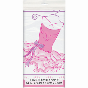 Pink Ballerina Rectangular Plastic Table Cover, 54"x84"