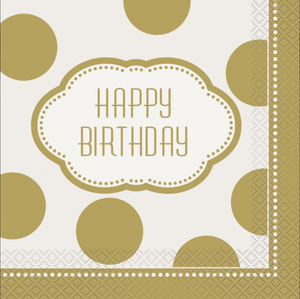 Golden Birthday Luncheon Napkins (16 Pack)