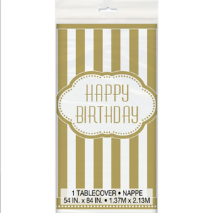 Golden Birthday Rectangular Plastic Table Cover (54"x84")