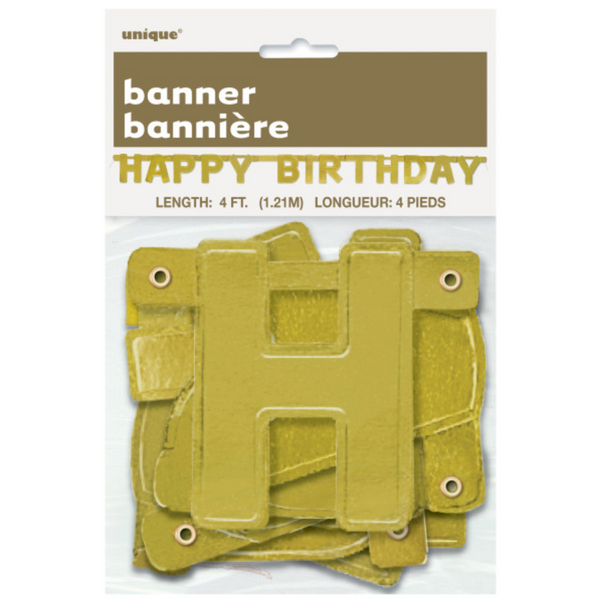 Happy Birthday Gold Deluxe Jointed Banner