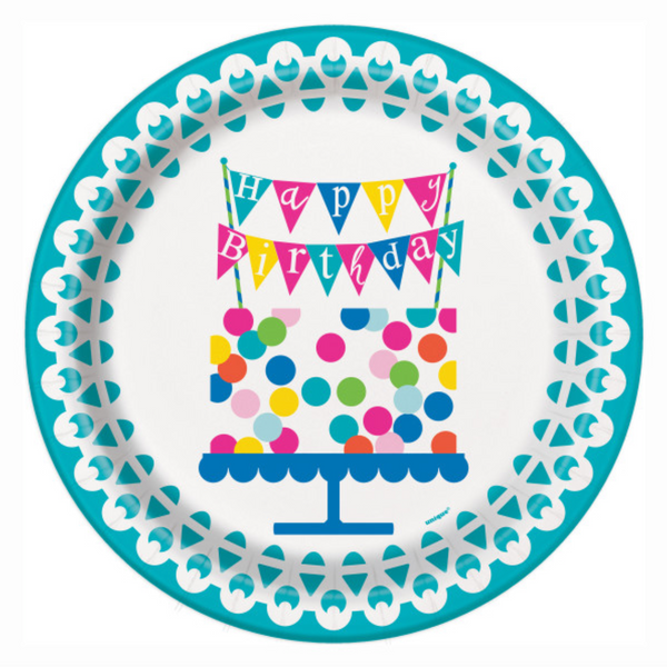 Confetti Cake Birthday Round 9" Dinner Plates (8 Pack)