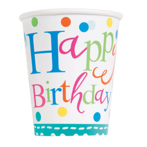 Confetti Cake Birthday 9oz Paper Cups (8 pack)