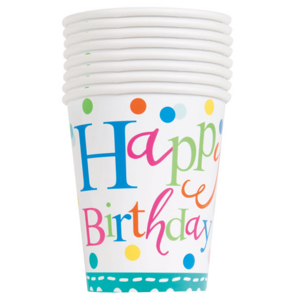 Confetti Cake Birthday 9oz Paper Cups (8 pack)