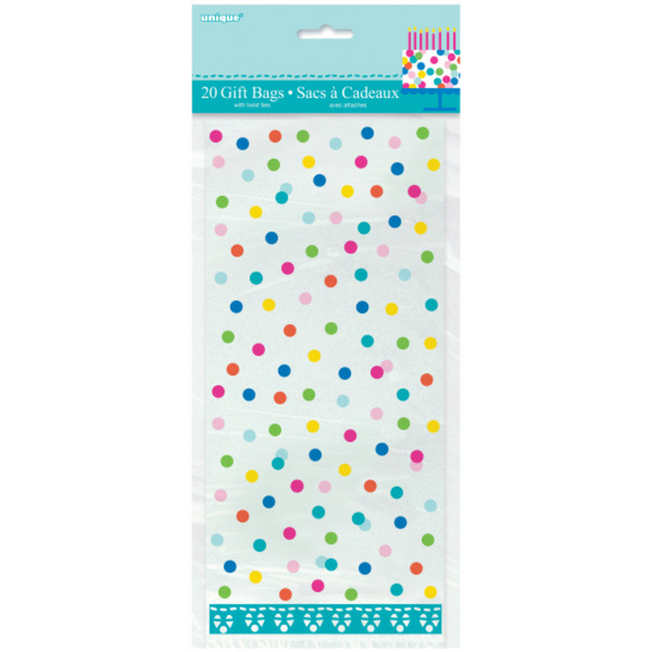 Confetti Cake Birthday Cellophane Bags 5"x11" (20 Pack)