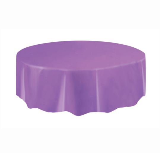 Pretty Purple Solid Round Plastic Table Cover  (84"")