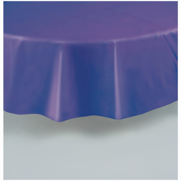 Deep Purple Solid Round Plastic Table Cover (84")