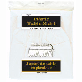 White Solid Plastic Table Skirt (29"x14ft)