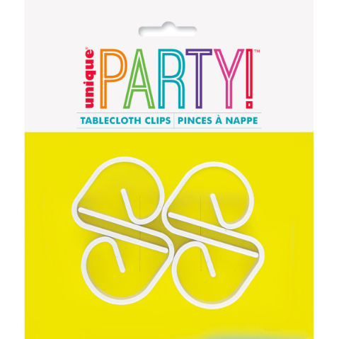 White Plastic Table Cover Clips (4 Pack)