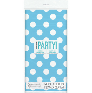 Powder Blue Dots Rectangular Plastic Table Cover (54"x84")