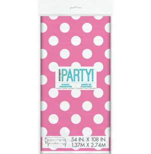 Hot Pink Dots Rectangular Plastic Table Cover (54"x108")