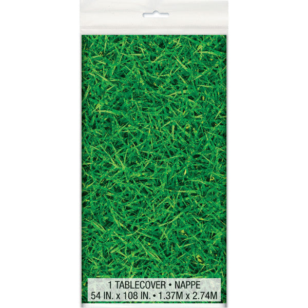 Green Grass Rectangular Plastic Table Cover (54" x 108")