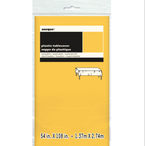 Sunflower Yellow Solid Rectangular Plastic Table Cover Short Fold (54"x108")