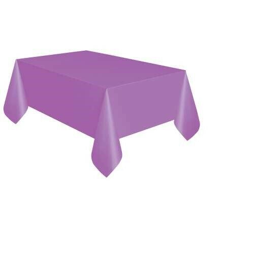 Pretty Purple Solid Rectangular Plastic Table Cover, 54"x108" - Short Fold