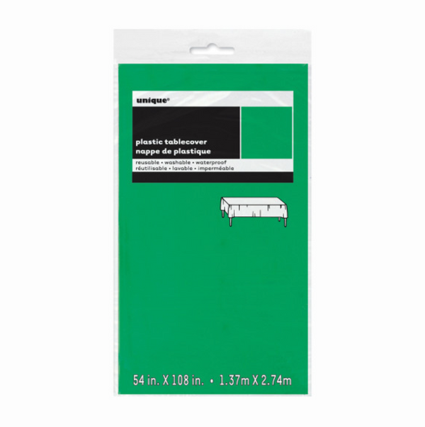 Emerald Green Solid Rectangular Plastic Table Cover Short Fold (54"x108")