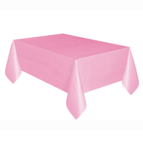 Lovely Pink Solid Rectangular Plastic Table Cover Short Fold (54"x108")