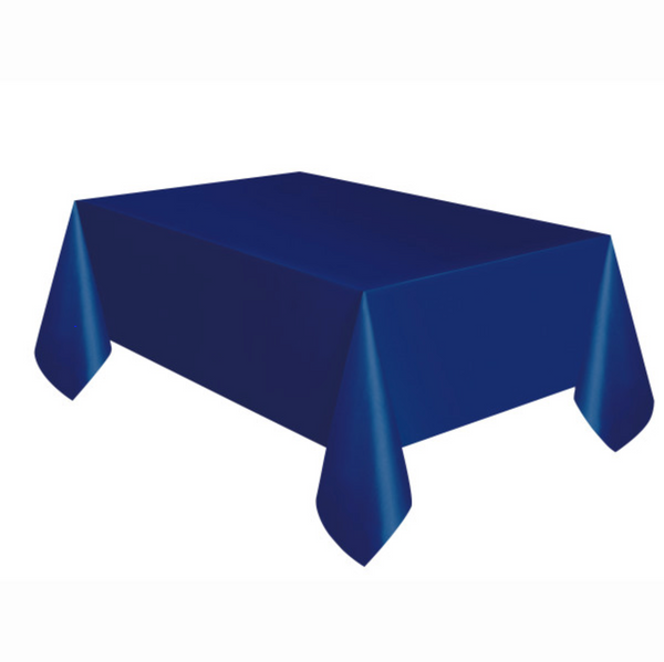 True Navy Blue Solid Rectangular Plastic Table Cover Short Fold (54"x108")