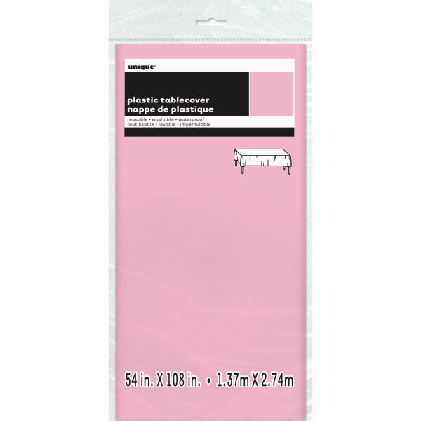 Lovely Pink Solid Rectangular Plastic Table Cover (54" x 108")