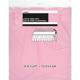 Lovely Pink Solid Plastic Table Skirt (29"x14ft)