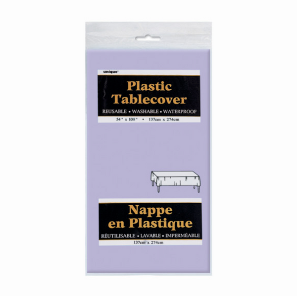 Lavender Solid Rectangular Plastic Table Cover (54"x108")