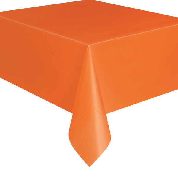 Pumpkin Orange Solid Rectangular Plastic Table Cover (54" x 108")