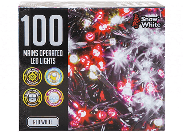 MULTI FUNCTION MAINS LED LIGHTS RED AND WHITE (100 PACK)