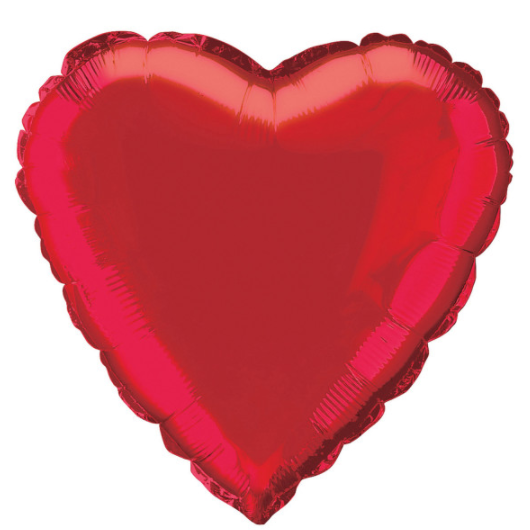 Solid Heart Foil Balloon 18", (Packaged Red)
