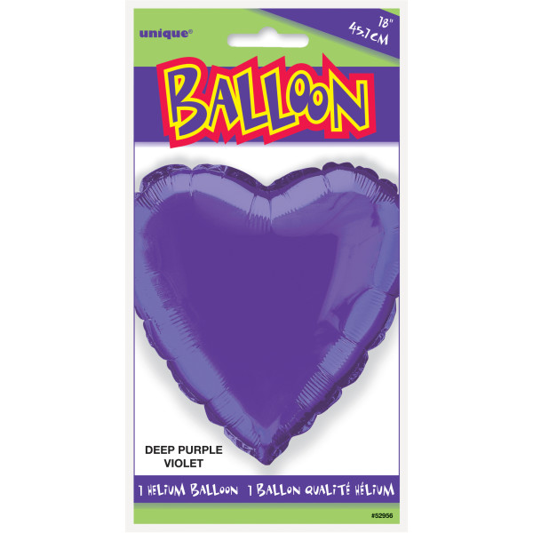 Solid Heart Foil Balloon 18" (Deep Purple)