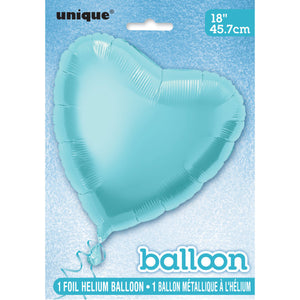 Solid Heart Foil Balloon Packaged - Baby Blue (18")