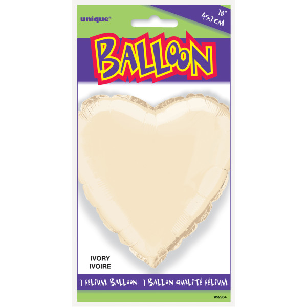 Solid Heart Foil Balloon 18" (White)