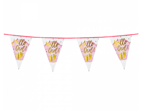 Foil bunting 'Hello Girl!' (6 m)