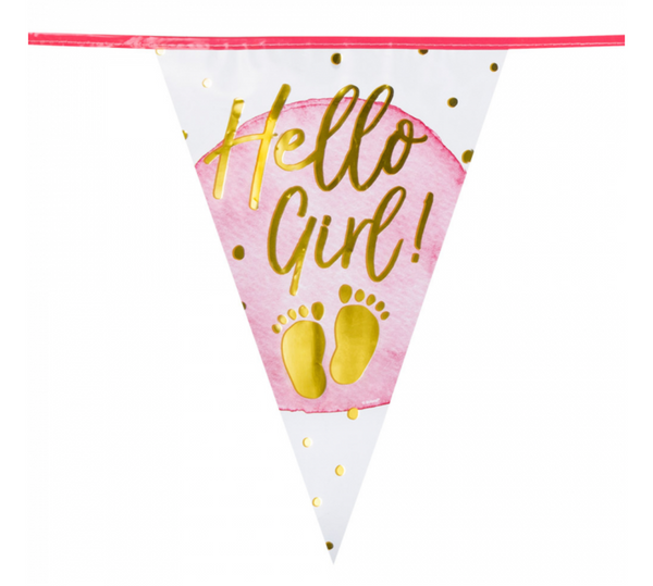 Foil bunting 'Hello Girl!' (6 m)