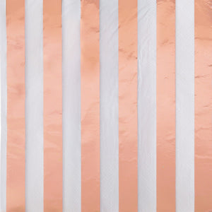 Rose Gold Foil Stripes Luncheon Napkins - Foil Stamped (16 Pack)