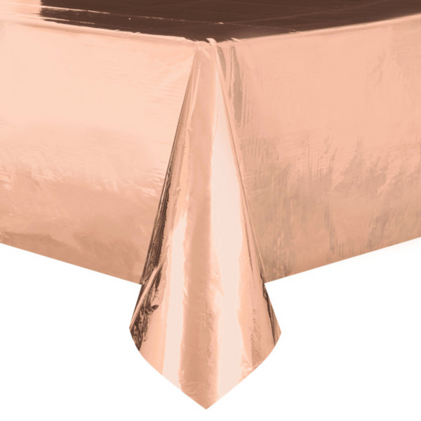 Rose Gold Foil Rectangular Plastic Table Cover (54"x108")