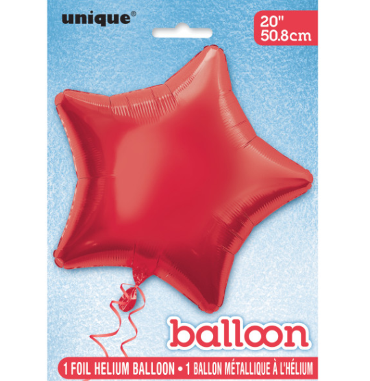 Solid Star Foil Balloon Packaged - Ruby Red (20"")