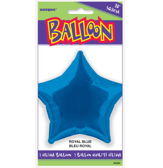 Solid Star Foil Balloon 20" (Packaged - Royal Blue)