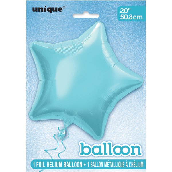 Solid Star Foil Balloon 20" (Packaged - Baby Blue)