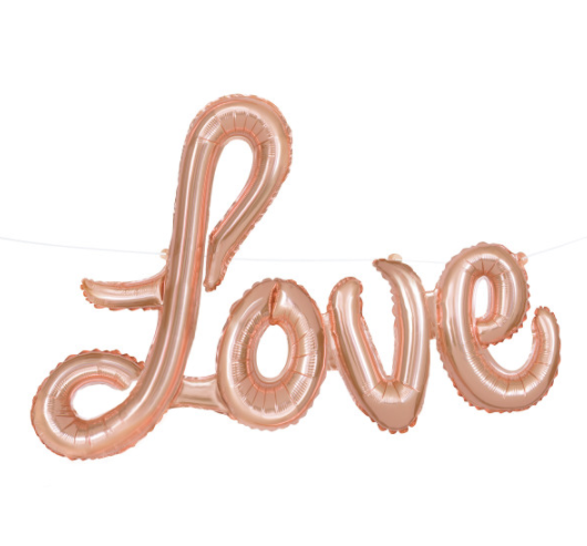 Rose Gold Love Foil Letter Balloon Banner Kit, 36"