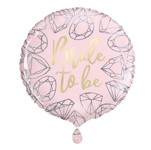Pink Diamond Bride to Be Round Foil Balloon 18" Package